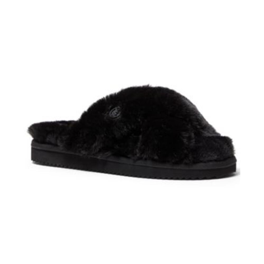 Michael Kors Lala Furry Slippers Allover Faux-Fur Slip-On Black Size 9 NWOT